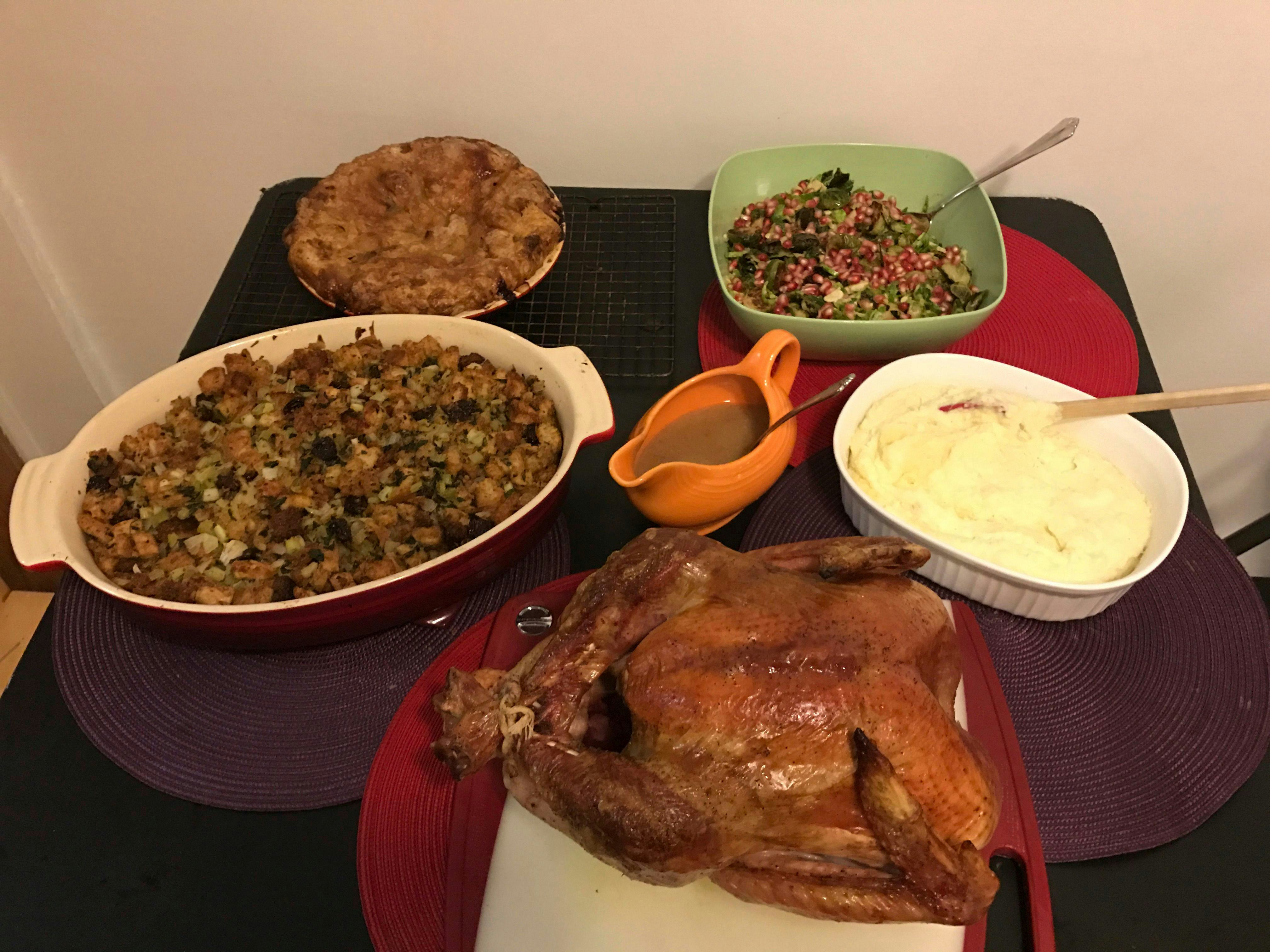 This, photo shows food from a Thanksgiving dinner from Martha & Marley Spoon in New York. For $120, ...