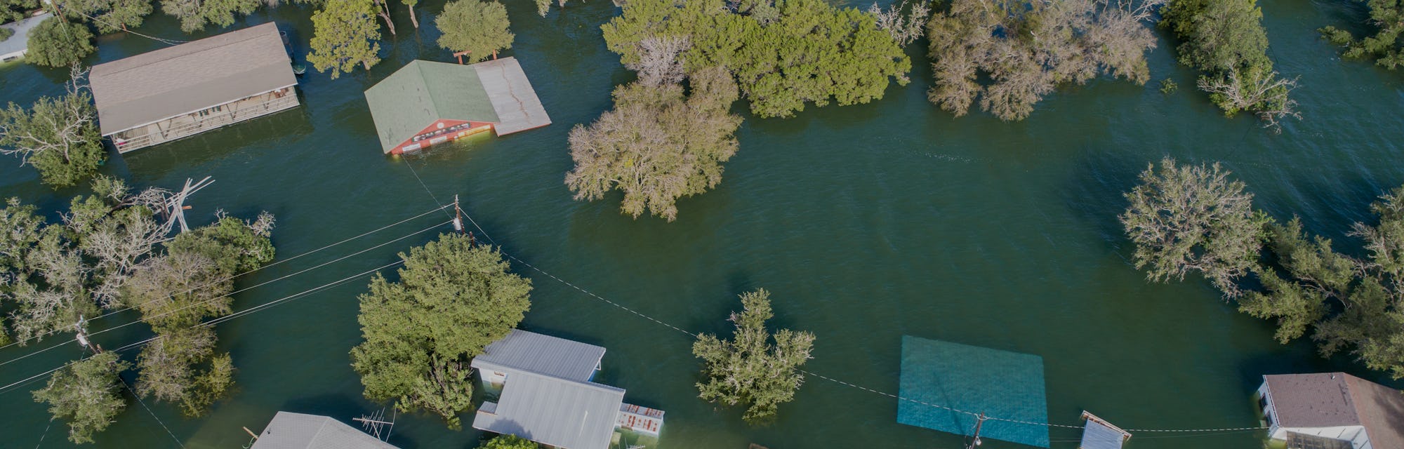 Aerial view of flooding.
