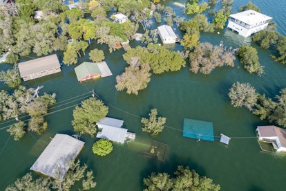 Aerial view of flooding.