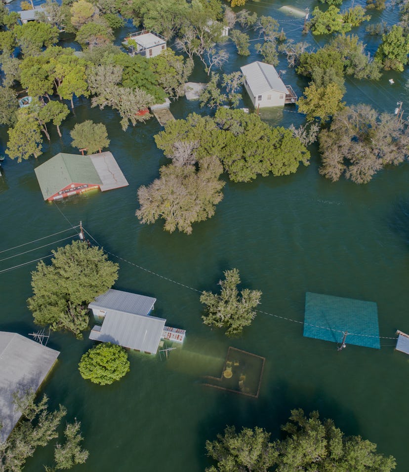 Aerial view of flooding.