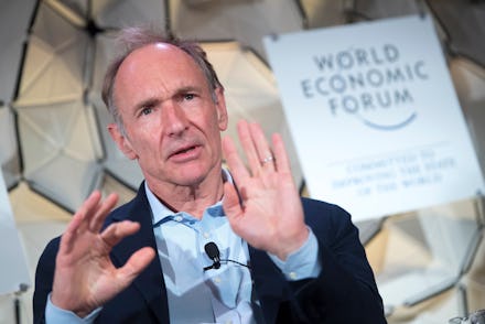 Tim Berners-Lee, Director of World Wide Web Foundation, speaks during a panel session during the 49t...