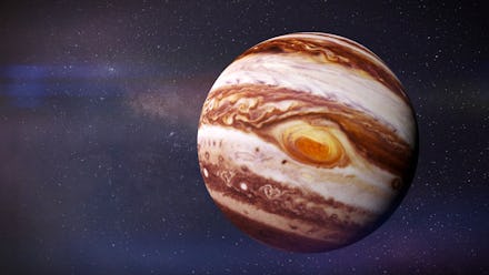 the planet Jupiter and stars of the galaxy (3d rendering, elements of this image are furnished by NA...