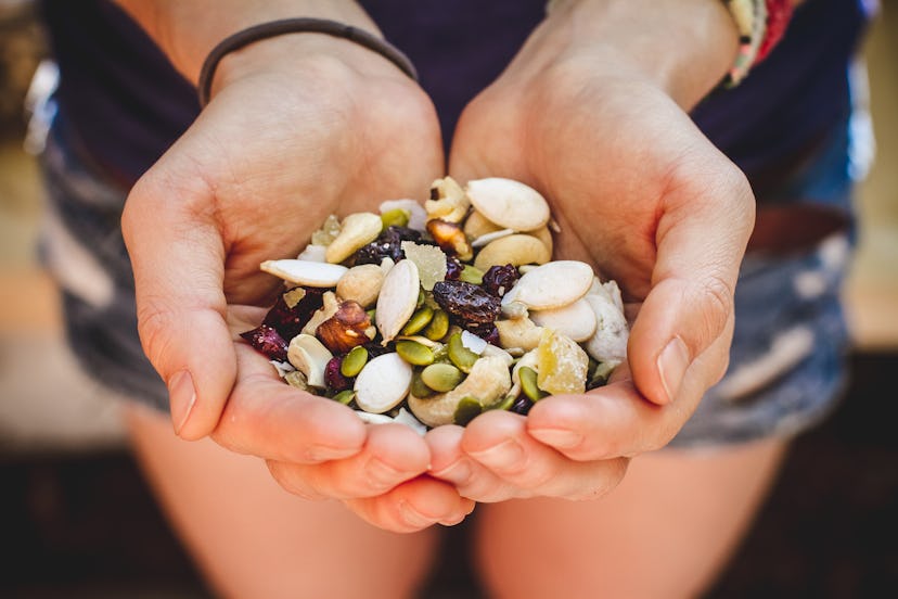 Hands Cupping Homemade Trail Mix