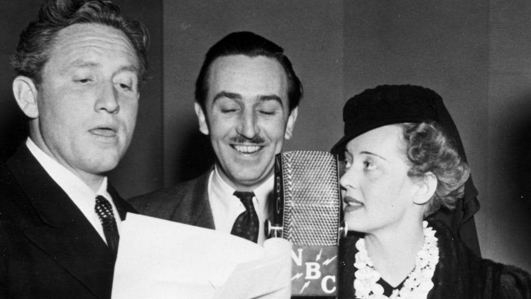 FILM STILLS OF 1938, BROADCASTING (RADIO), BETTE DAVIS, WALT DISNEY, SPENCER TRACY IN 1938