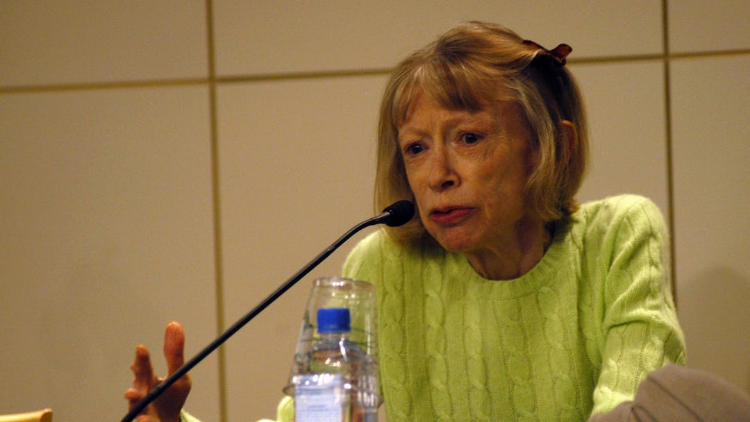 Author Joan Didion reads from her latest book 'The Year of Magical Thinking,' in New York City on . ...