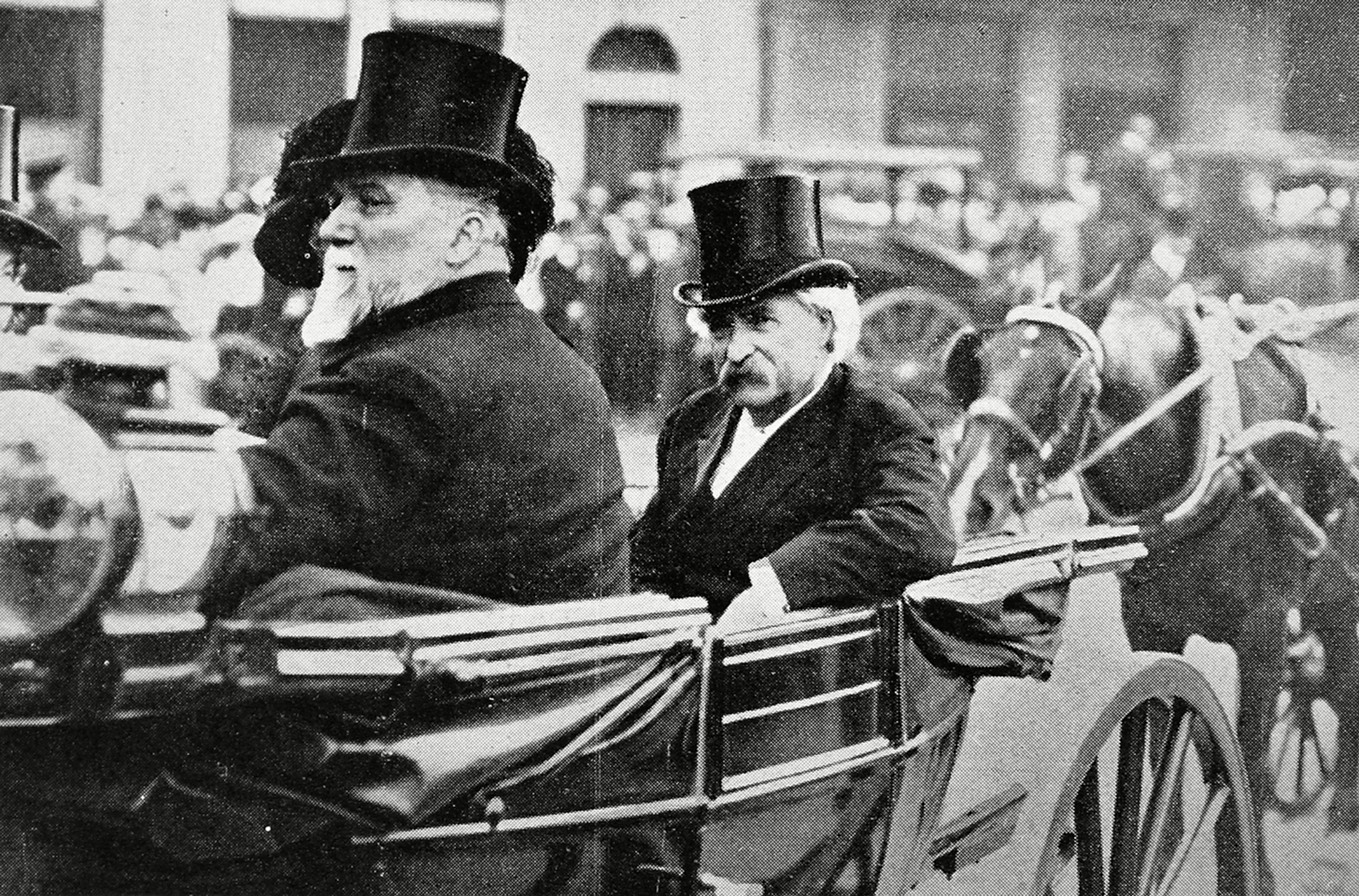 Mark Twain Us Novelist (1835-1910) in A Carriage with the British Politician Mr. Henniker-heaton Dur...