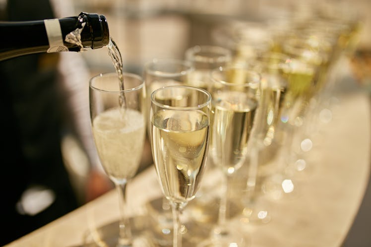 Champagne glasses. Glasses with champagne.