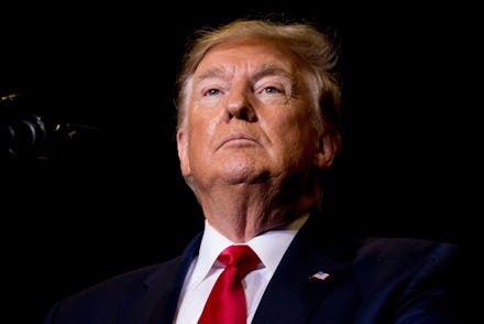 President Donald Trump pauses while speaking at a rally at BancorpSouth Arena in Tupelo, Miss