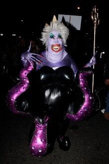 A person dressed as Ursula from Walt Disney's 'The Little Mermaid' marches through New York's Greenw...