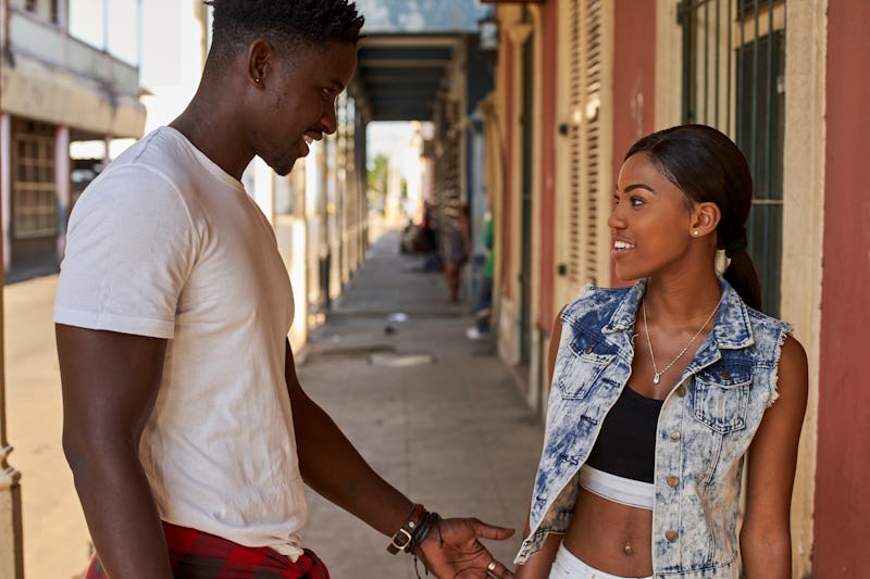  Young couple in the street.