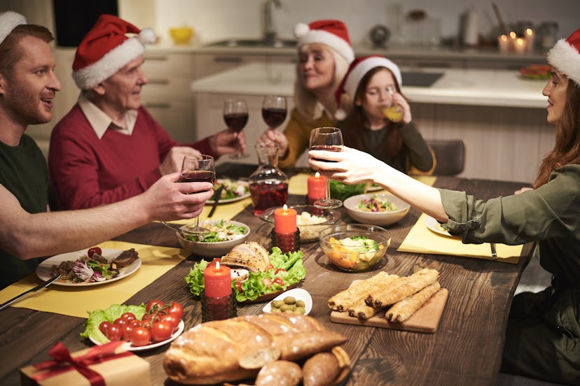 One family shares what they're grateful for before a holiday feast. 