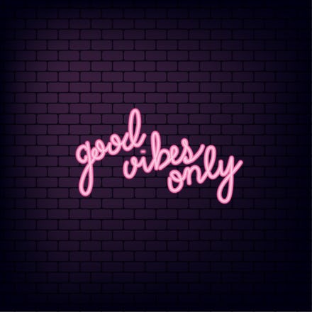 Good vibes only lettering, neon effect font