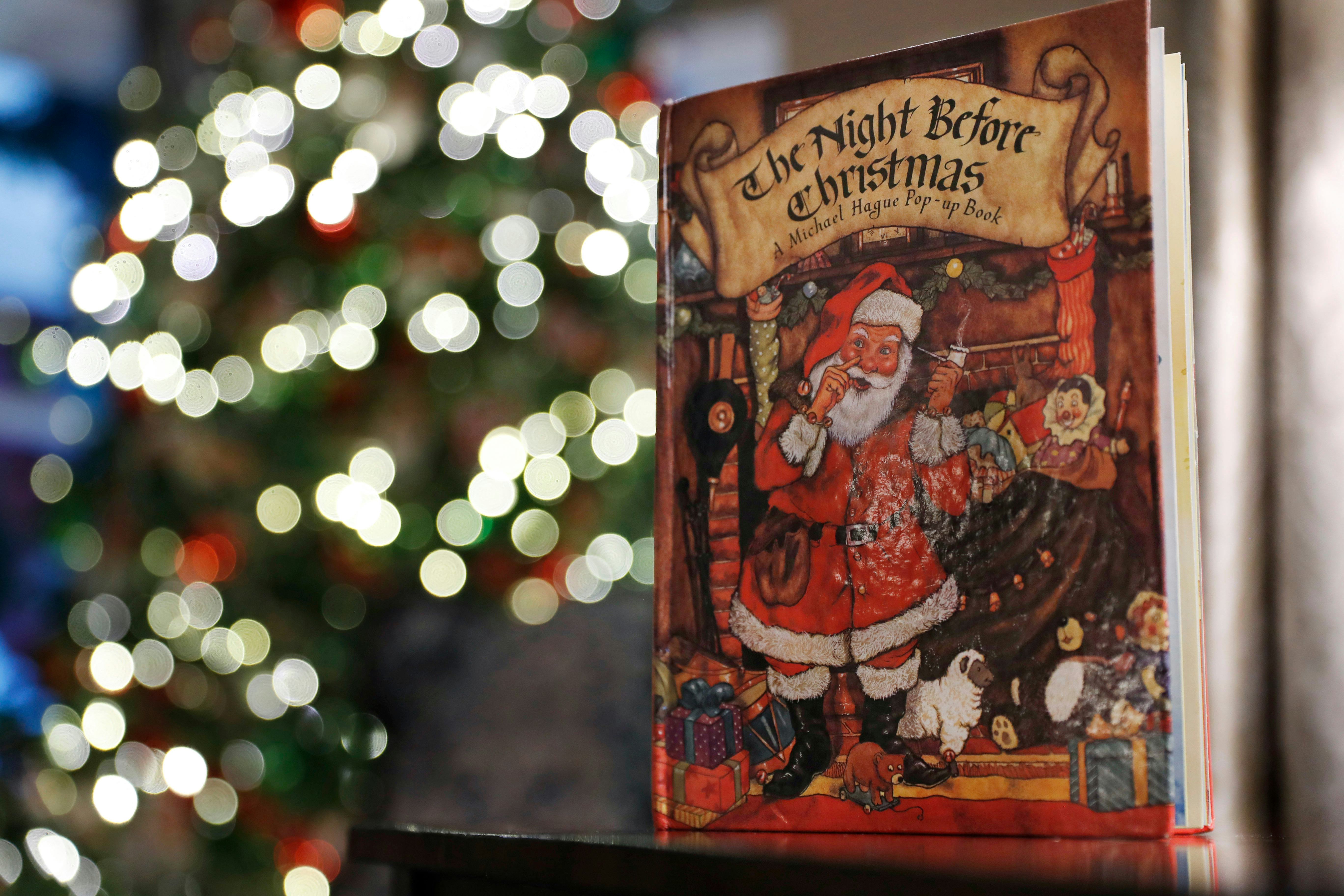 Christmas holiday decorations at the Vice President's residence include the book, "The Night Before ...