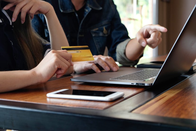 Using a credit card to make online purchases 