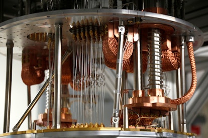 This, photo shows electronics for use in a quantum computer in the quantum computing lab at the IBM ...