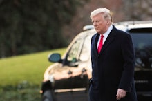 President Donald Trump leaves the White House for a campaign trip to Battle Creek, Mich., in Washing...