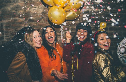 Group of girls celebrating and having fun the club. Concept about women night out