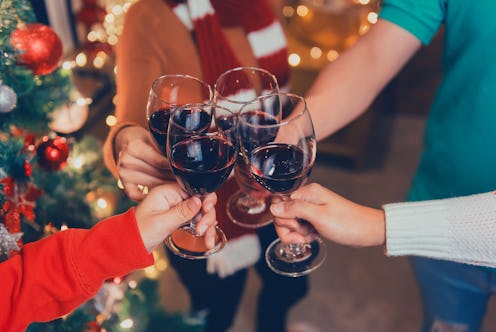 Christmas and New year party with Asian friends. Winter and end of year celebrating with drinking re...