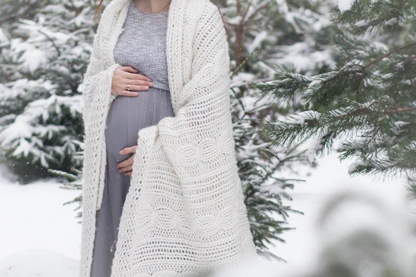 Pregnant women in snow
