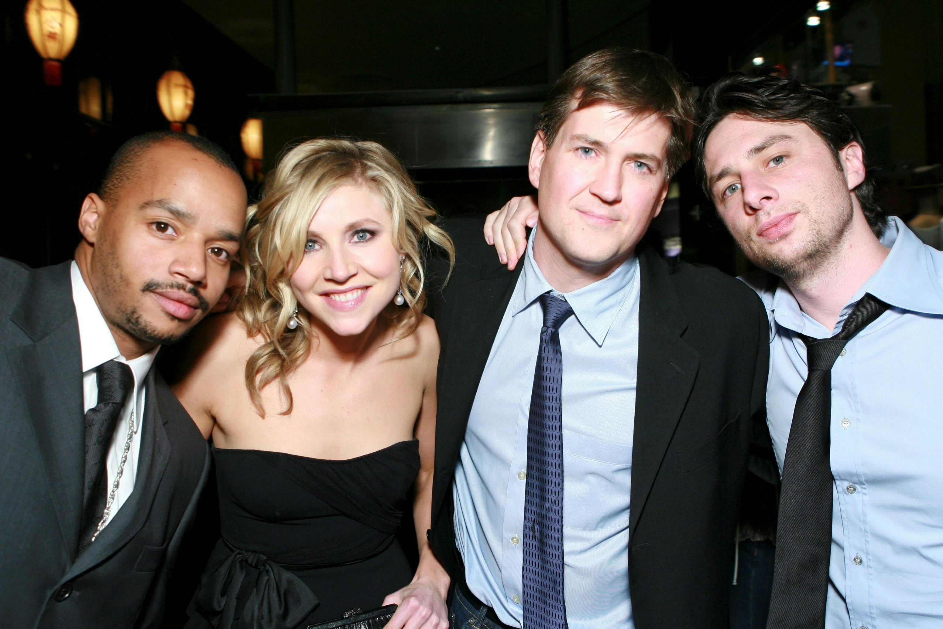 Donald Faison, Sarah Chalke, Bill Lawrence and Zach Braff