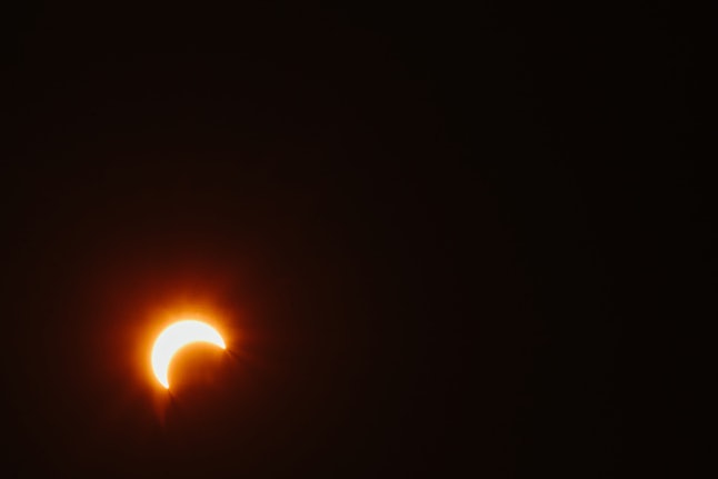 Wankaner, Gujarat, India, view of the partial solar eclipse.