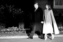 Donald Trump and Melania Trump attend a reception at No.10 Downing Street with foreign leaders ahead...