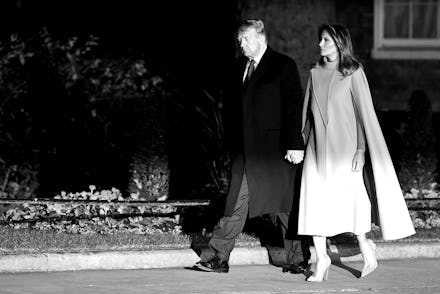 Donald Trump and Melania Trump attend a reception at No.10 Downing Street with foreign leaders ahead...