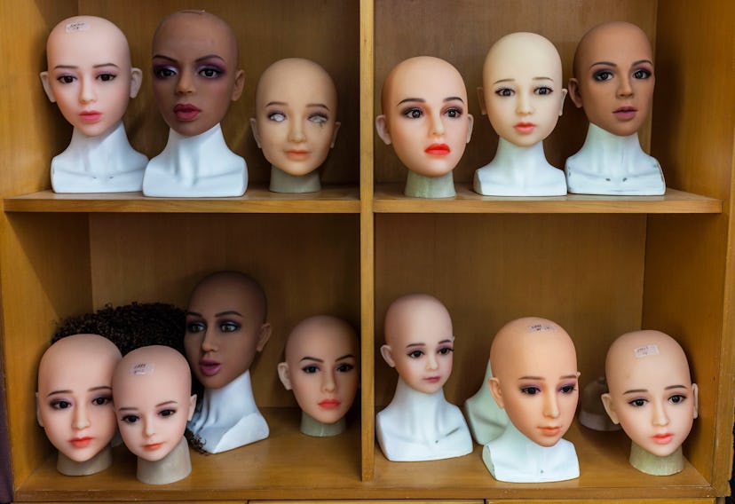  Heads of the 'smart' sex dolls on display in dolls factory in Dongguan, Guandong Province, China, 2...