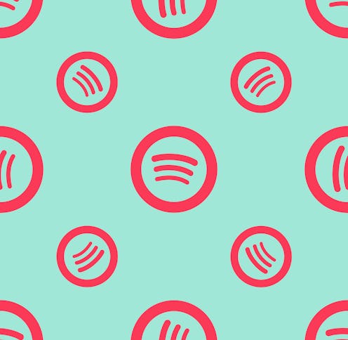 Seamless two color slate blue spotify logo flat pattern on khaki background.