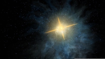 Observation of pulsar or neutron star. The pulsar emits powerful rays. 3D illustration