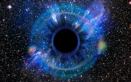 Stars are collapsing in a deep black hole, attracted by the huge gravitational field. The black hole...