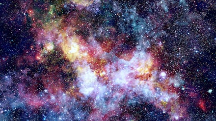 The explosion supernova. Bright Star Nebula. Distant galaxy. New Year fireworks. Abstract image. Ele...
