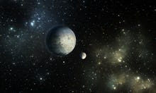 Exoplanets or Extrasolar planet with stars on nebula background, 3D illustration