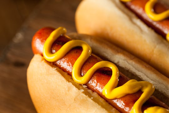 Barbecue Grilled Hot Dog with Yellow Mustard