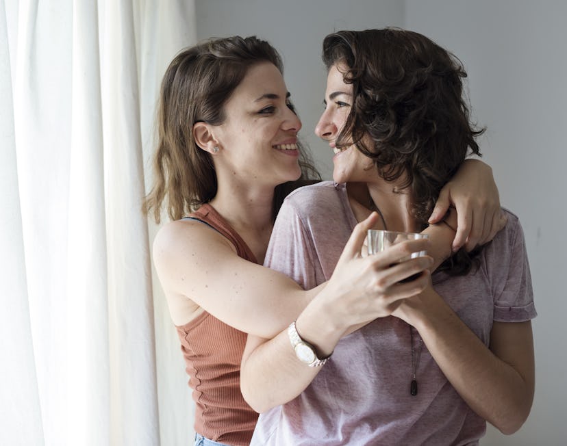 Lesbian Couple Together Indoors Concept