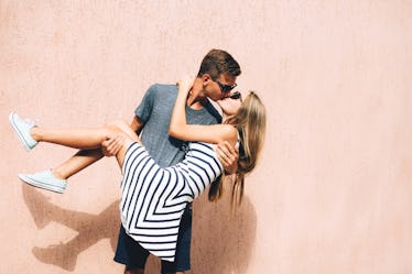 Adorable couple on a sunny day in the city