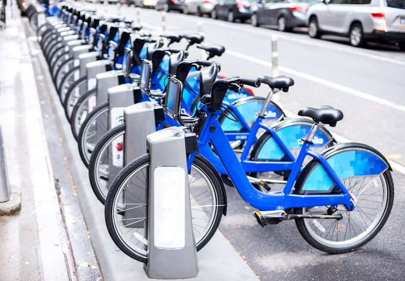 Rent of blue bikes in New York.
