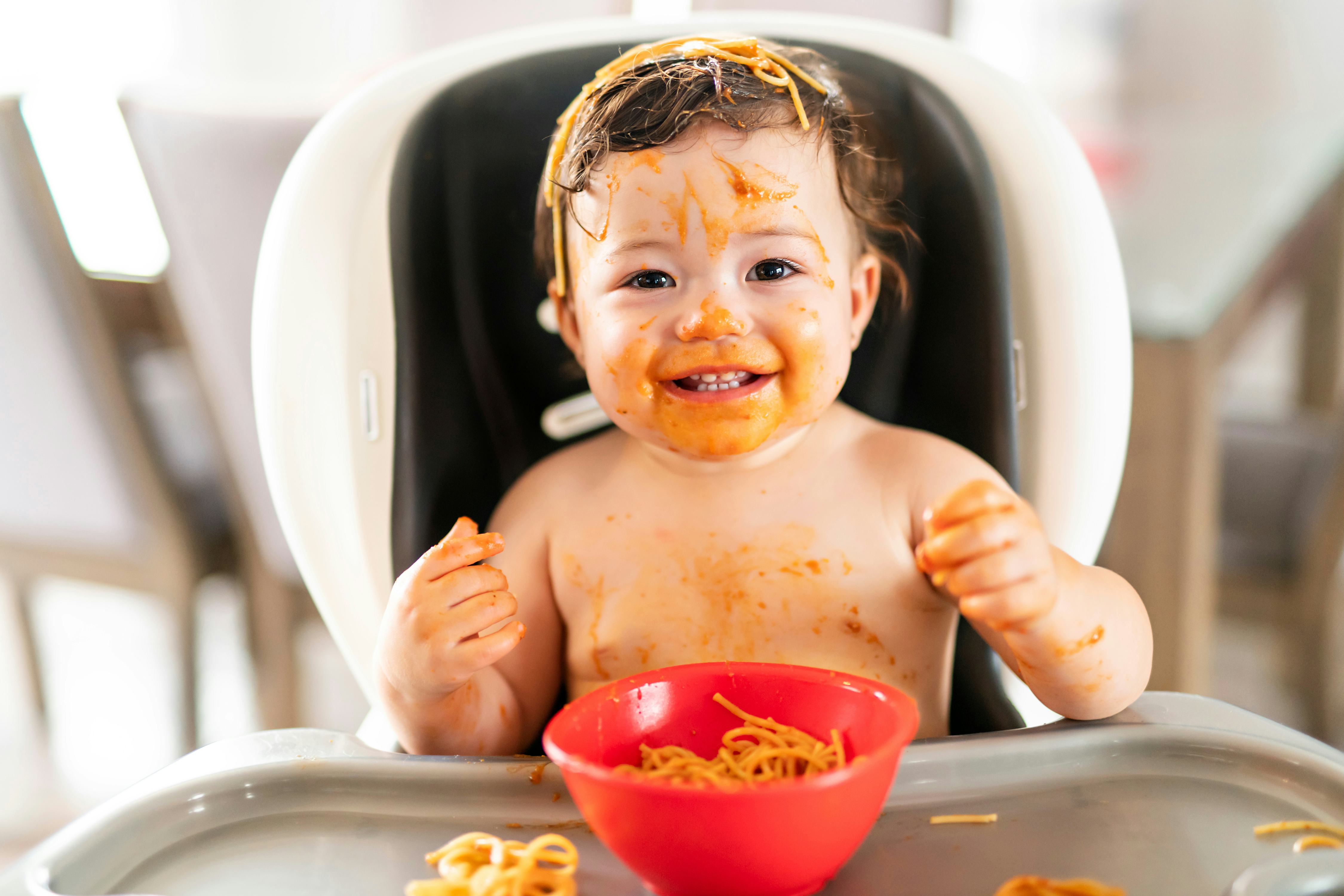 baby eating food