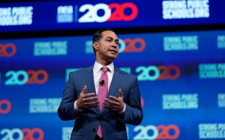 Democratic presidential candidate and former Housing Sec. Julian Castro speaks during the National E...