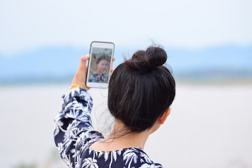 Woman Selfie camera capture 