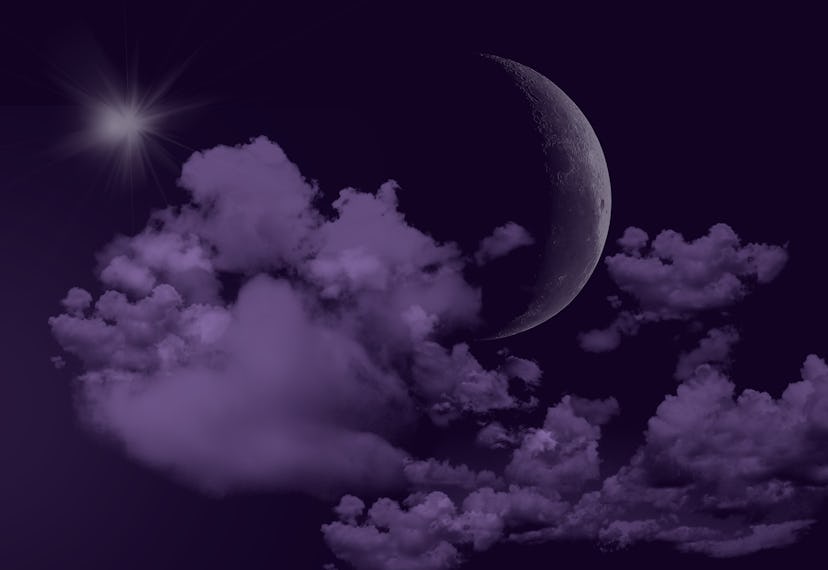Moon in the purple sky