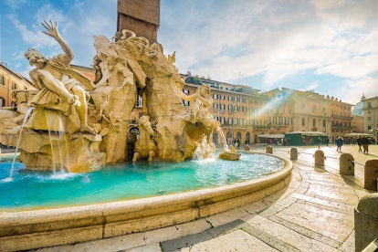 Ancient square in Rome, Italy in winter