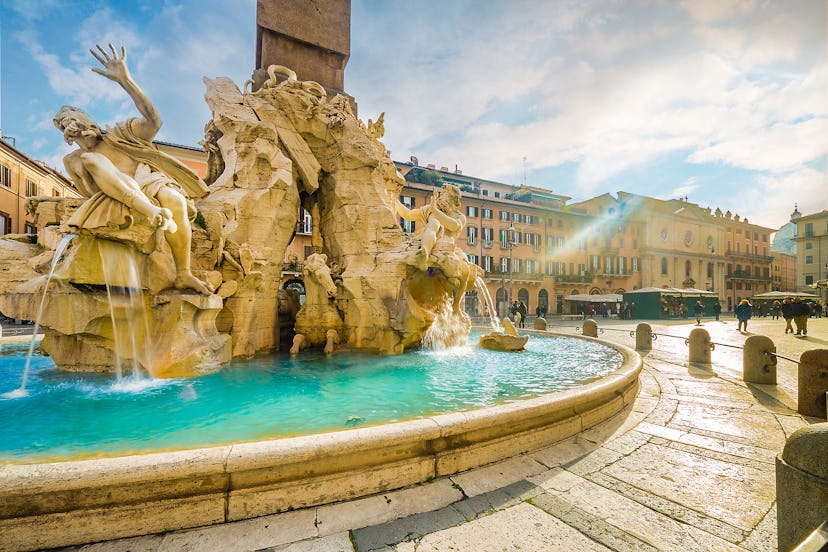 Ancient square in Rome, Italy in winter