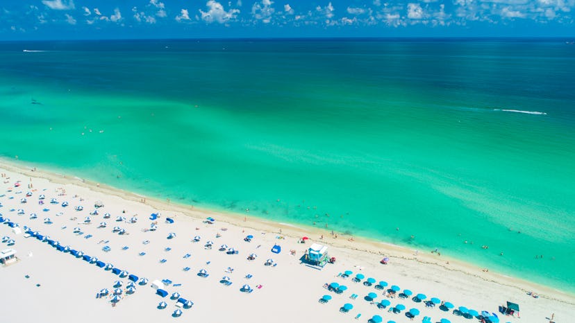 Atlantic ocean. Aerial view of Miami Beach, South Beach, Florida. USA. 