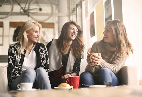 Girls having fun at home, laughing.