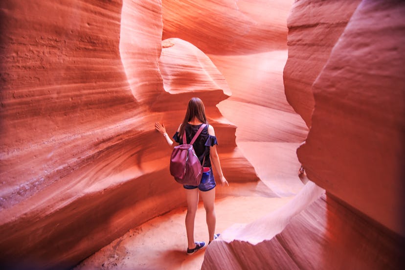 Lower Antelope Canyon Arizona Woman on the path mountain desert female girl outdoor adventurer