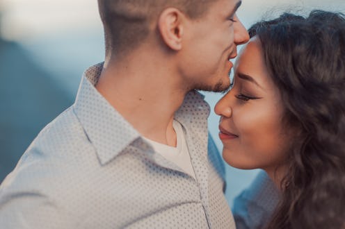 young beautiful happy couple in love family of valentine day