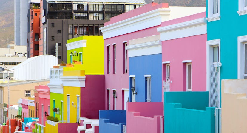 Colorful bright buildings in the historical Bo-Kaap or Malay Quarter district of Cape Town, South Af...