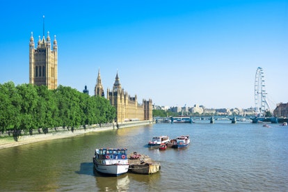 Houses of Parliament with Victoria Tower, Big Ben and Westminster Bridge in the summer, London, UK