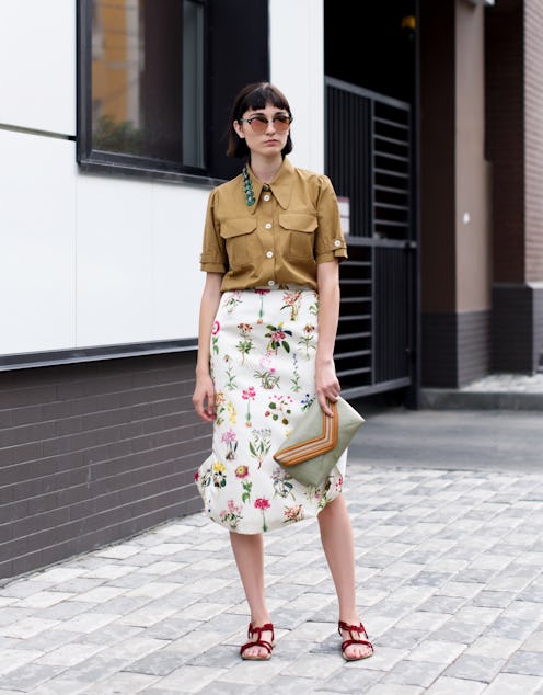 Street style and fashion photo. Fashion week , stylish look.